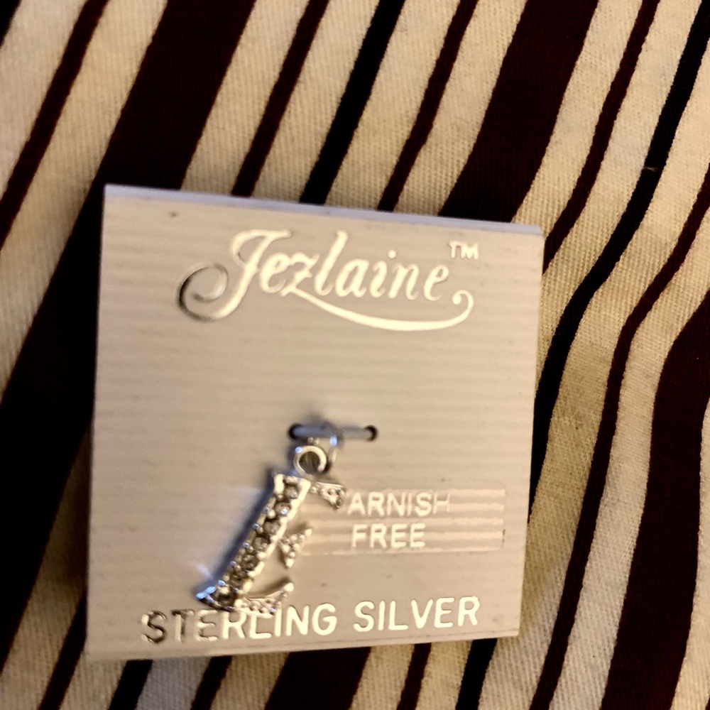 Pretty Sterling Silver 925 E & Crystal Pendant NWT